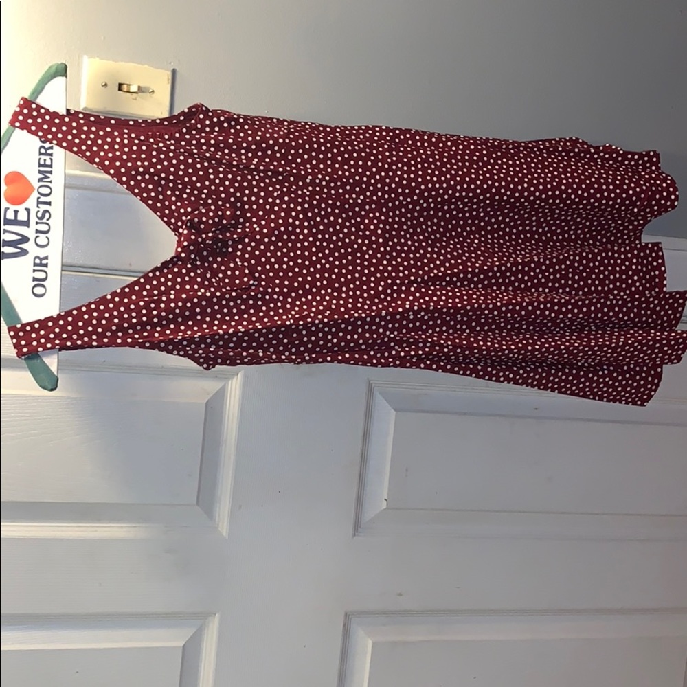 Red dress with white dots